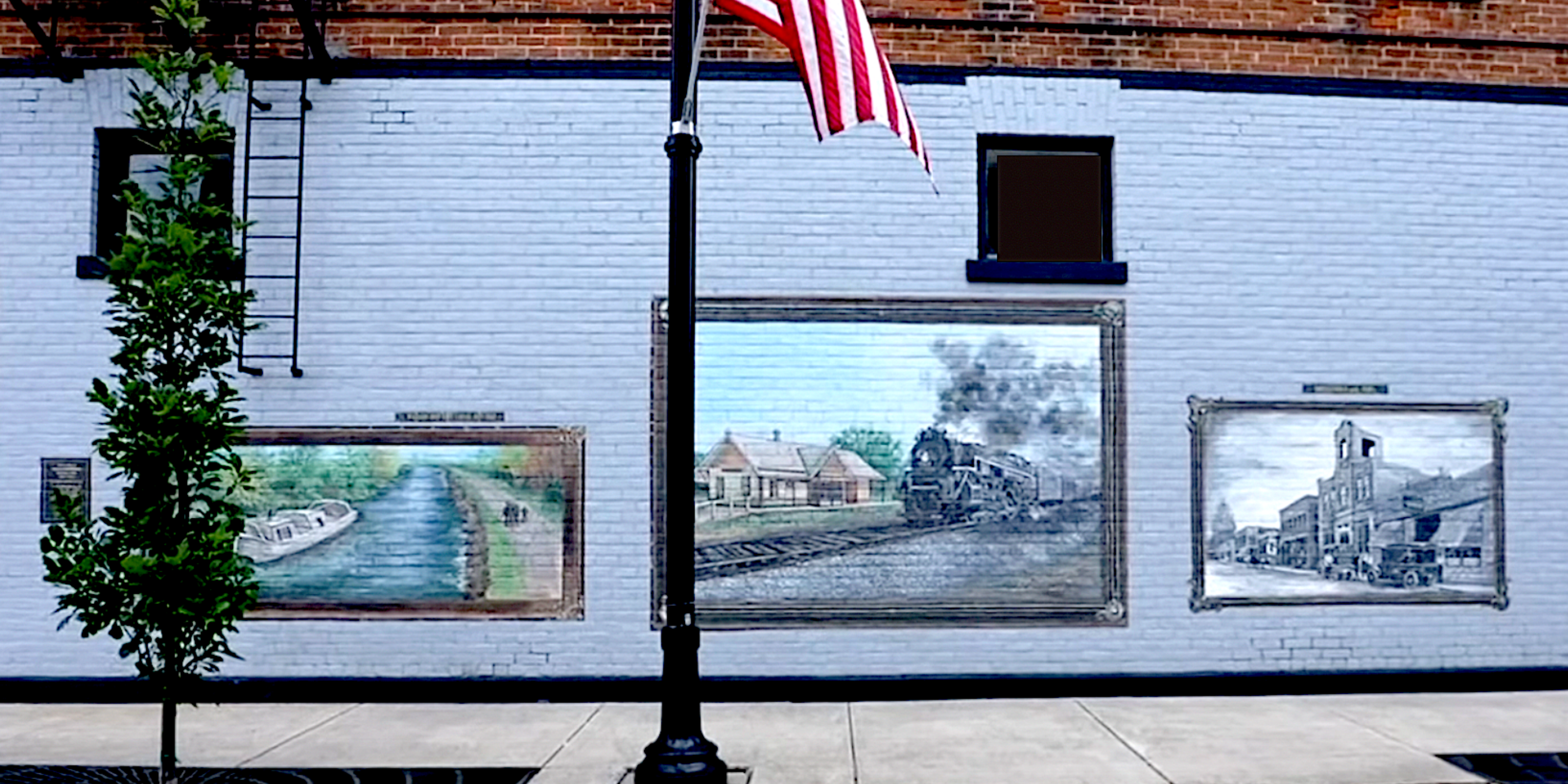 Confluence of Transportation - Murals of New Haven's Past on today's buiolding