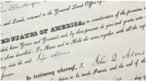 hoto of Jesse Adams' 1825 deed which was the first important settlement made in New Haven